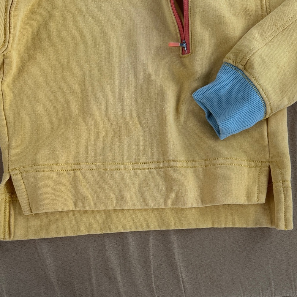 Grass & Air Kids Yellow Hoodie with Blue Cuffs - Picture 4 of 7